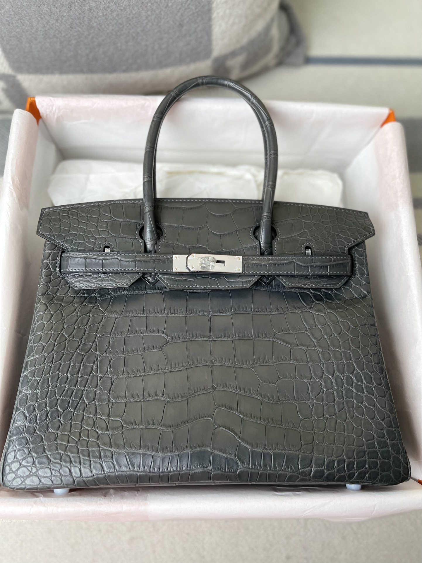 Hermes Birkin 30CM Handmade Bag In Black Crocodile Niloticus Matte Skin